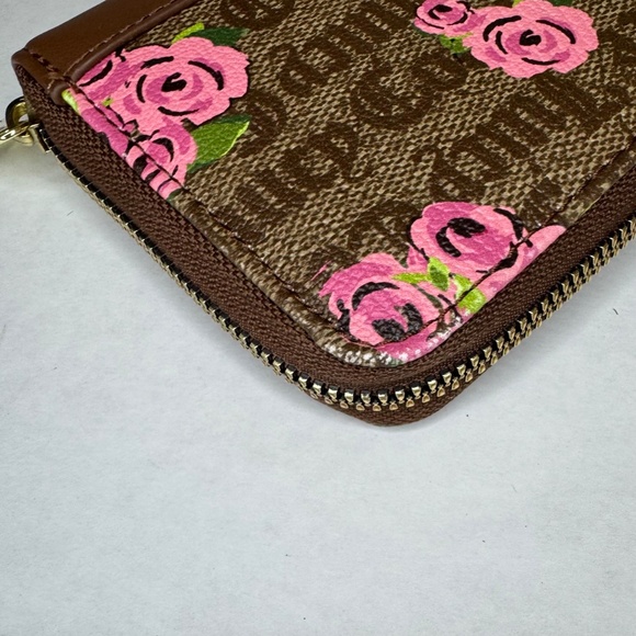 🌷Juicy Couture Zip Around Wallet/Cardholder/Pink Floral/Crown/Brown - Picture 8 of 16
